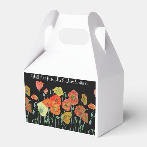 Orange Poppy  Floral Wedding Cake Favor Box