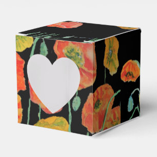 Orange Poppy Floral Wedding Cake Favor Box