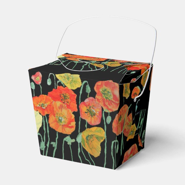 Orange Poppy Floral Wedding Cake Favor Box (Front Side)