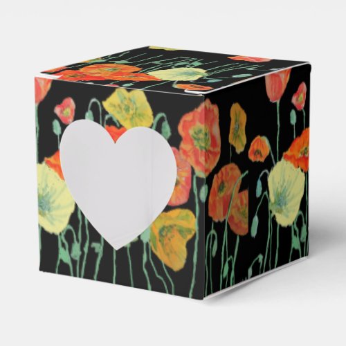 Orange Poppy Floral Wedding Cake Favor Box