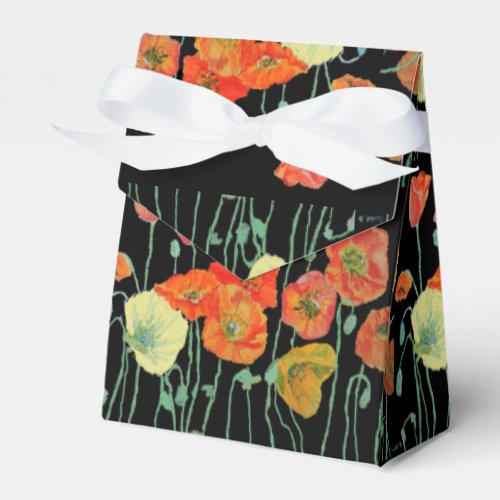 Orange Poppy Floral Wedding Cake Favor Box