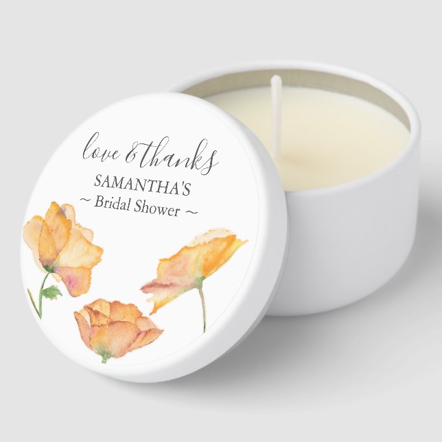 Orange Poppy Flower Bridal Shower Favors Mini Candle Favors (Corner)