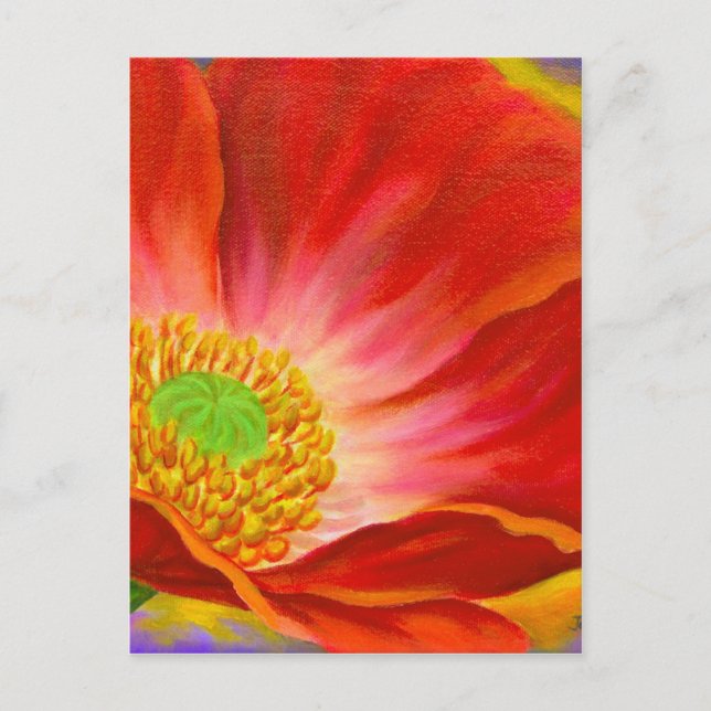 Orange Poppy Flower Painting - Multi Postcard (Front)