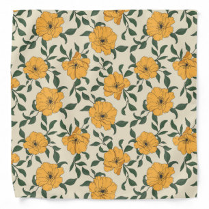 Orange Poppy Flower Pattern Bandana
