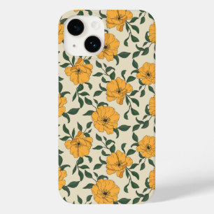 Orange Poppy Flower Pattern Case-Mate iPhone 14 Case