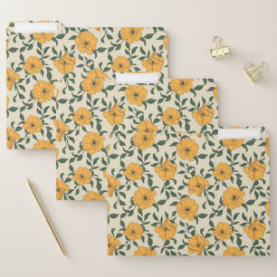Orange Poppy Flower Pattern File Folder