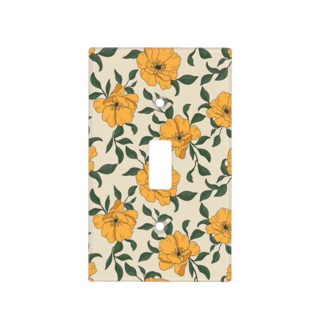 Orange Poppy Flower Pattern Light Switch Cover (Front)