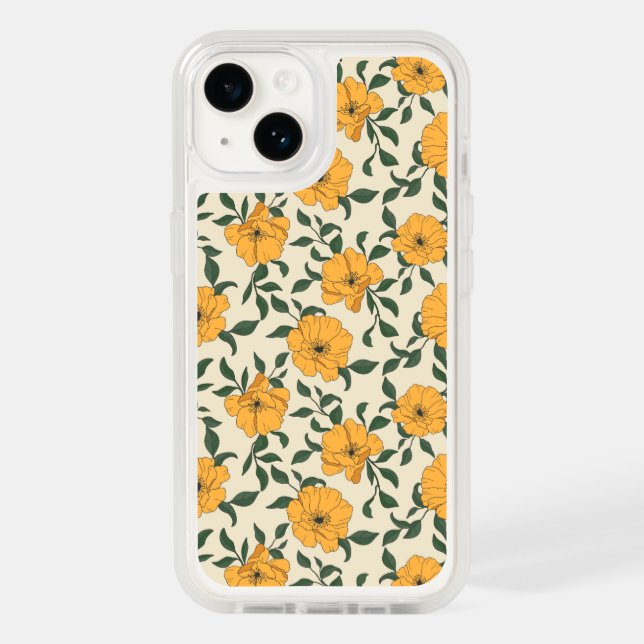 Orange Poppy Flower Pattern Otterbox iPhone Case (Back)