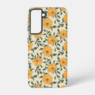 Orange Poppy Flower Pattern Samsung Galaxy S21 Case