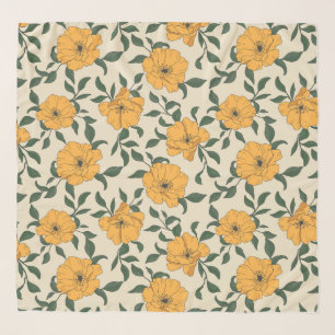 Orange Poppy Flower Pattern Scarf