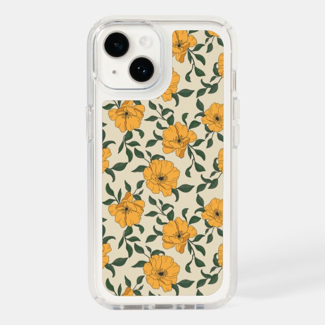 Orange Poppy Flower Pattern Speck iPhone Case (Front)