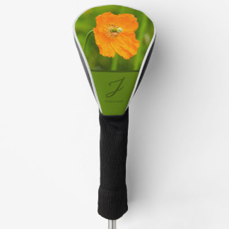 Orange Poppy Flower Photo With Monogram And Name Golf Head Cover