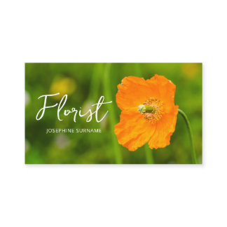 Orange Poppy Flower Summer Green Photo Florist Business Card