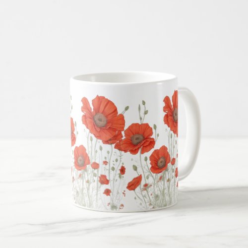 Orange Poppy Flowers Coffee Mug