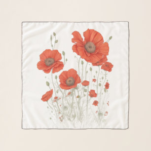 Orange Poppy Flowers Scarf
