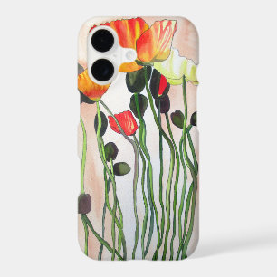 Orange Poppy flowers watercolor art iPhone 17 Case