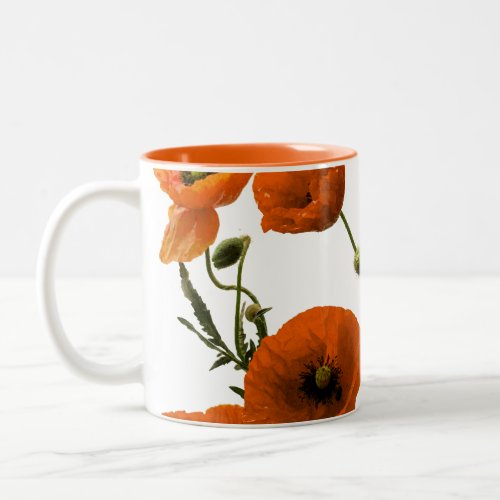 Orange Poppy Flowers Watercolor Floral Gifts Chic Two_Tone Coffee Mug