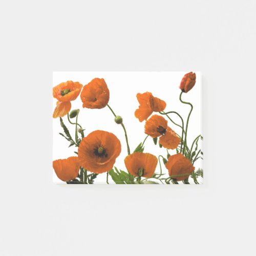 Orange Poppy Flowers Watercolor Floral Patterns Post_it Notes