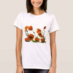 Orange Poppy Flowers Watercolor Floral Patterns T-Shirt
