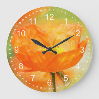 Orange Poppy Large Clock