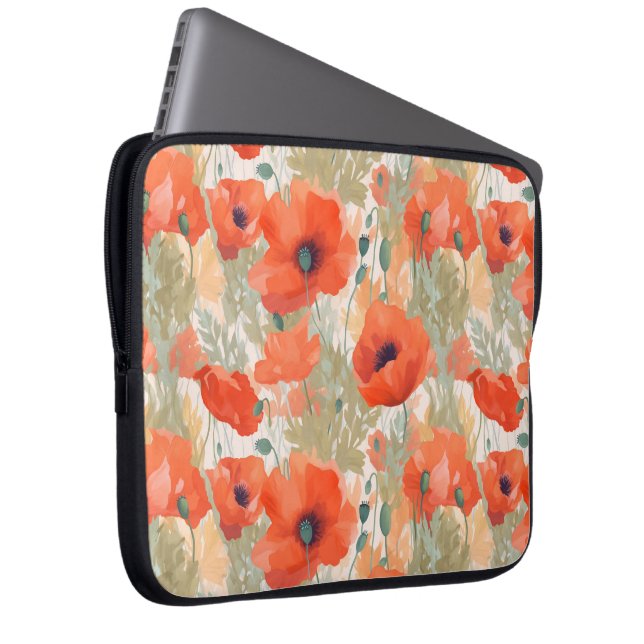Orange Poppy Meadow Laptop Sleeve (Front Right)