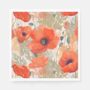 Orange Poppy Meadow Napkins