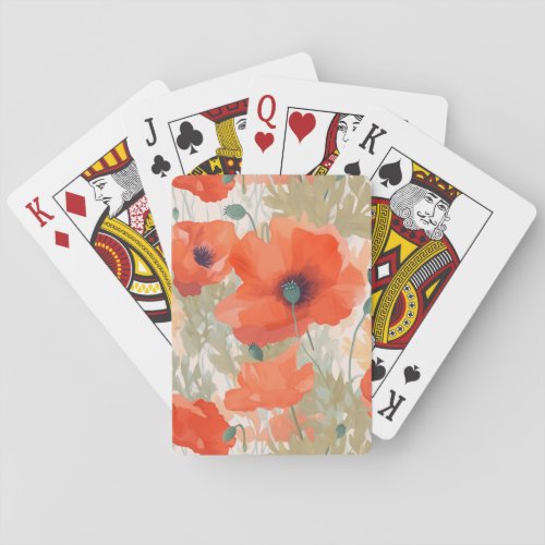 Orange Poppy Meadow Playing Cards