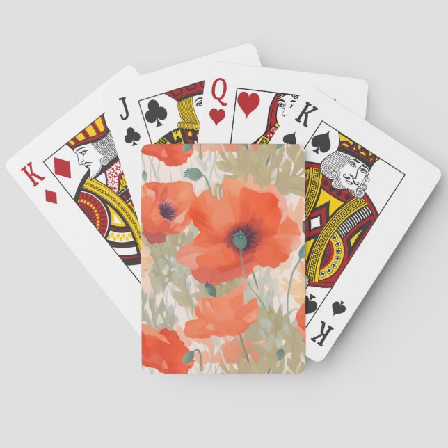 Orange Poppy Meadow Poker Cards (Back)