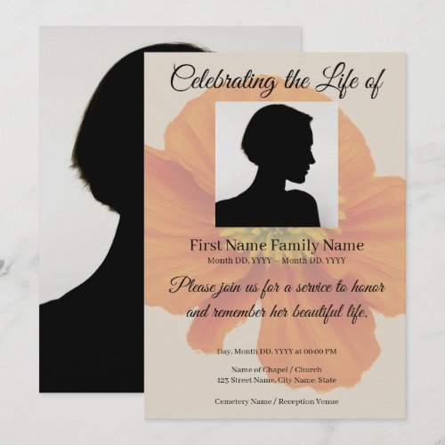 Orange Poppy memorial invitation