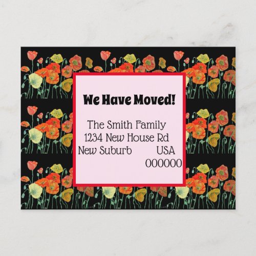 Orange Poppy New Address Postcard We Are Moving Postcard