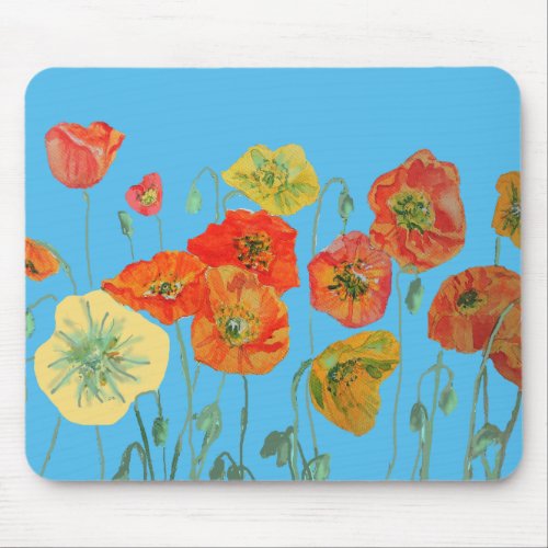 Orange Poppy Poppies Art Computer Mouse Mat Pad