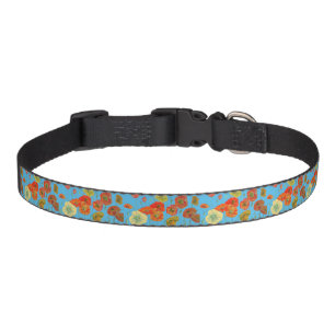 Orange Poppy pretty flowers Blue floral Pet Drink Pet Collar