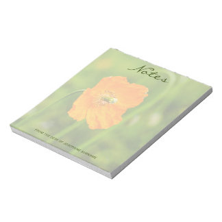 Orange Poppy Real Nature Flower Photo Custom Name Notepad