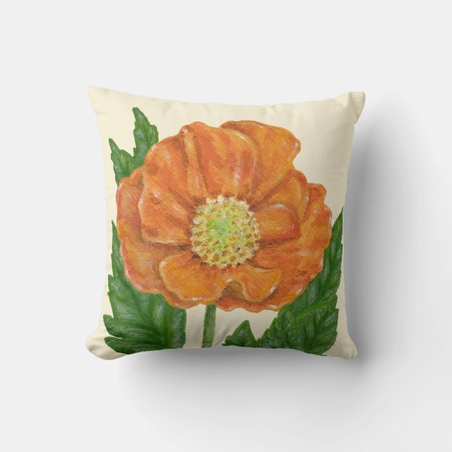 Orange Poppy square pillow (Front)