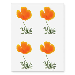 orange poppy temporary tattoos