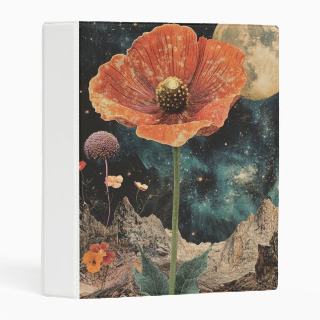 Orange Poppy Under Moonlight Mini Binder (Front/Spine)