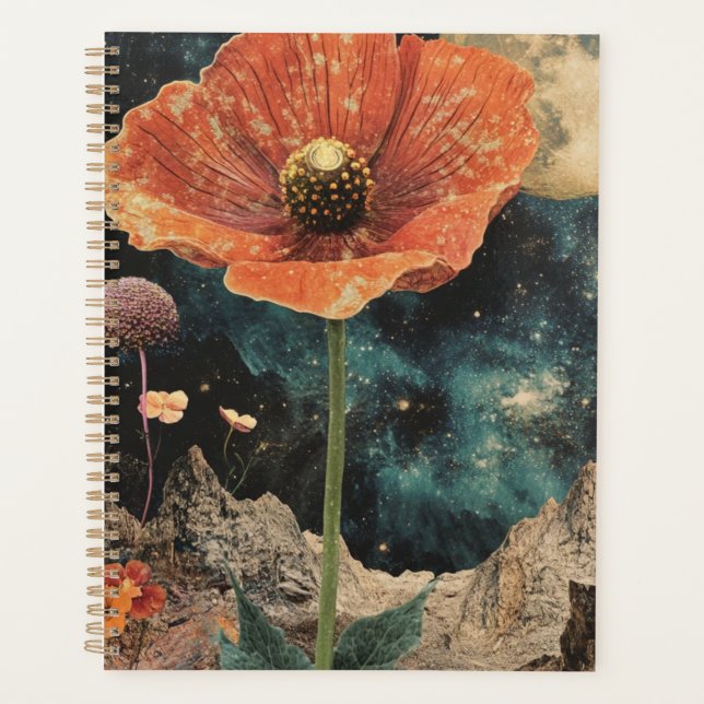 Orange Poppy Under Moonlight Planner (Front)