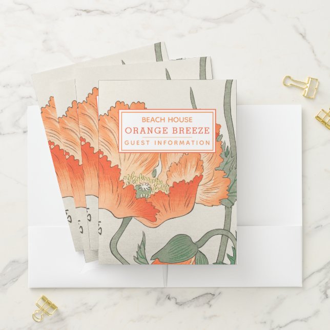 Orange Poppy - Vacation Rental Guest Information  Pocket Folder (In Situ)