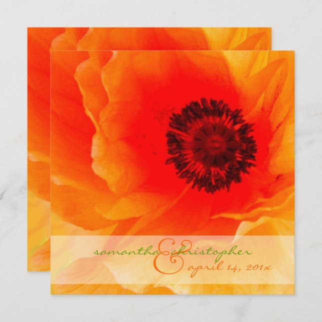 Orange Poppy/wedding Invitations (Front/Back)