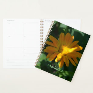 Orange Pot Marigold Flower Personalized Planner
