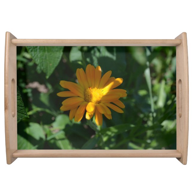 Orange Pot Marigold Flower Personalized Serving Tray (Front)
