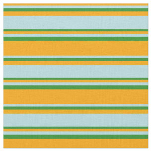 Orange, Powder Blue & Forest Green Colored Lines Fabric