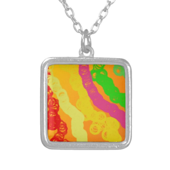 orange powerful silver plated necklace (Front)