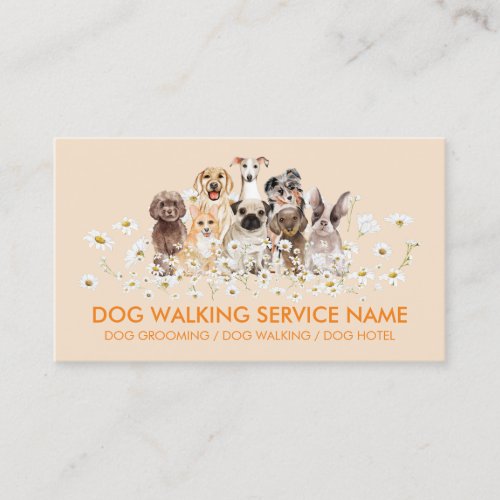 Orange Pretty Dogs in Daisies Business Card