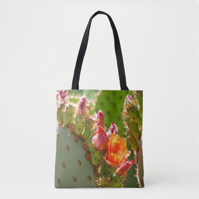 Orange Prickly Pear Blooms Tote Bag (Front)