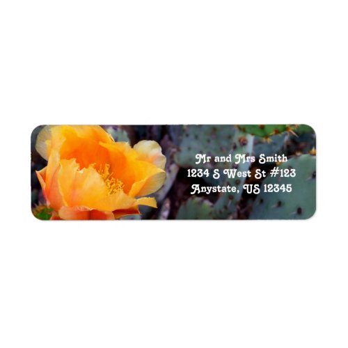 Orange Prickly Pear Cactus Flower Arizona USA Label