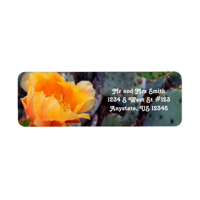 Orange Prickly Pear Cactus Flower Arizona USA Label (Front)