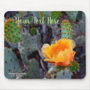 Orange Prickly Pear Cactus Flower Blossom Mouse Pad
