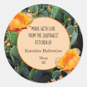 Orange Prickly Pear Cactus / "From the Kitchen of" Classic Round Sticker