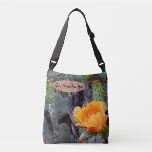 Orange Prickly Pear Opuntia Cactus Flower Photo Crossbody Bag